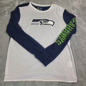 Nike Seattle Seahawks Dri-FIT Raglan Long Sleeve Performance T-Shirt‎ Size Large